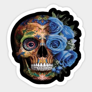 Floral Skull: Beauty and Darkness in Harmony Sticker